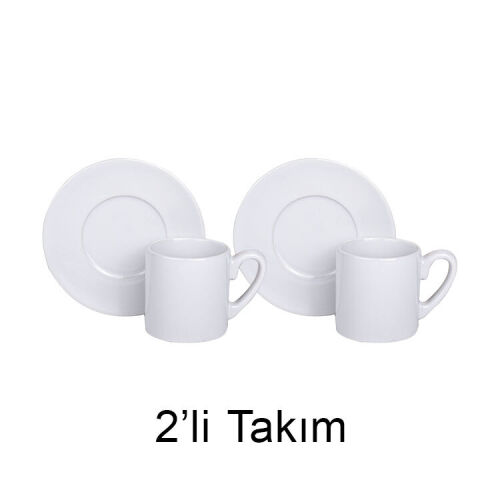 Süblimasyon Beyaz Porselen Türk Kahvesi Fincanı - 2'li Set - 1