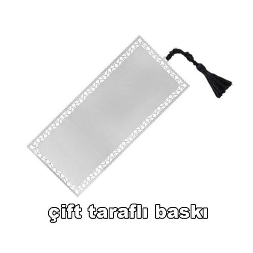 Sublimasyon Bordürlü Metal Kitap Ayracı - Gümüş - OFİSOMİ-S