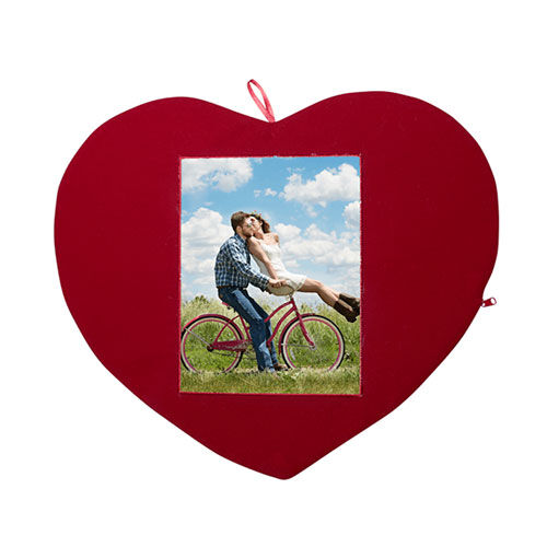 Sublimasyon Bordürsüz Kırmızı Kalp Yastık - Dikey - OFİSOMİ-S