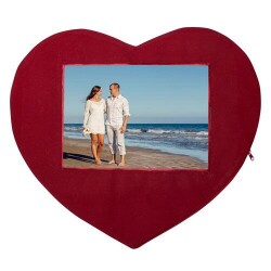 Sublimasyon Bordürsüz Kırmızı Kalp Yastık - Yatay - 1