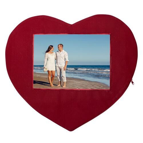 Sublimasyon Bordürsüz Kırmızı Kalp Yastık - Yatay - OFİSOMİ-S