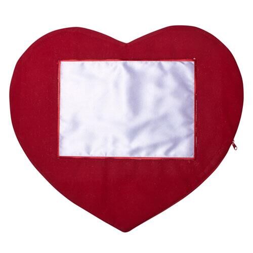 Sublimasyon Bordürsüz Kırmızı Kalp Yastık - Yatay - OFİSOMİ-S (1)