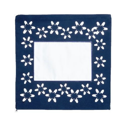 Sublimasyon Çiçek Desenli Yastık - Lacivert - OFİSOMİ-S