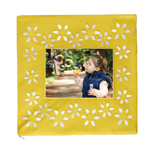 Sublimasyon Çiçek Desenli Yastık - Sarı - OFİSOMİ-S (1)