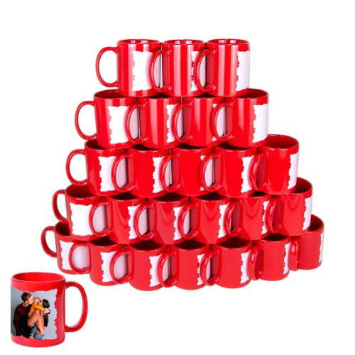 Süblimasyon Dekoratif Kırmızı Kupa Bardak - OFİSOMİ-T