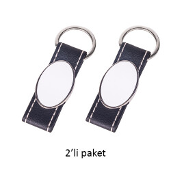 Süblimasyon Deri Oval Tek Taraflı Anahtarlık - 2'li Paket - 5