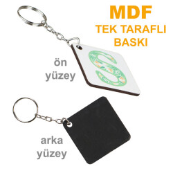 Sublimasyon Eko.MDF Tek Taraflı Anahtarlık - Kare - 2