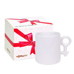 Süblimasyon Erkek Sembollü Porselen Beyaz Kupa Bardak - Kutulu - 1