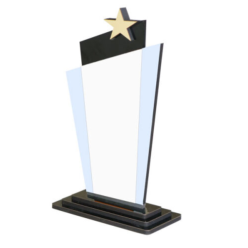 Sublimasyon Gümüş Lüks Metal Baskılı Siyah Ahşap Plaket - Beyaz Metalli - OFİSOMİ-S