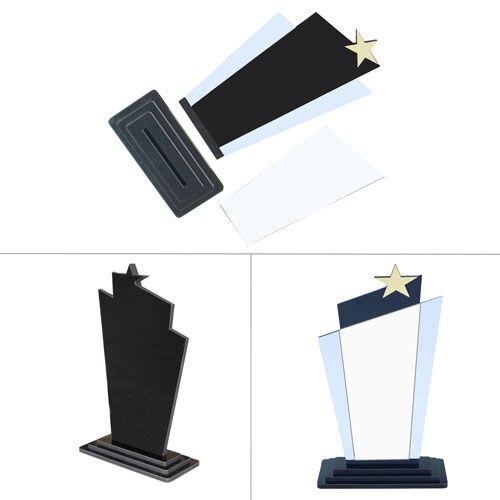 Sublimasyon Gümüş Lüks Metal Baskılı Siyah Ahşap Plaket - Beyaz Metalli - OFİSOMİ-S (1)