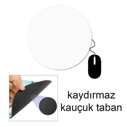Sublimasyon İthal Yuvarlak Mouse Pad 3 mm - 19,5 cm - 1