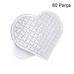 5'li Paket Süblimasyon Kalp Puzzle A4 - 80 Parça - 1