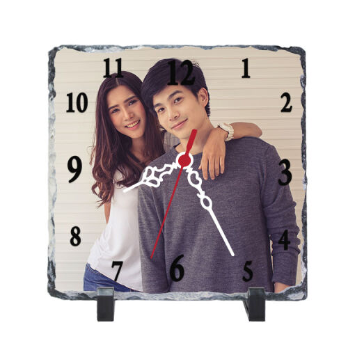 Süblimasyon Kare Doğal Taş Saat - 20x20cm - 1