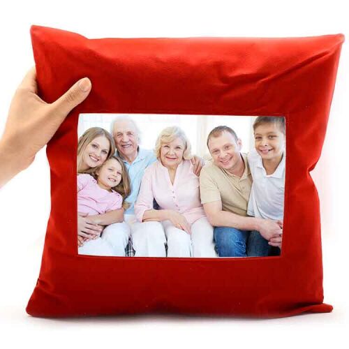 Sublimasyon Kare Kırmızı Süet Yastık (Şeritsiz) - OFİSOMİ-T