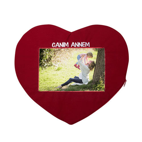 Sublimasyon Kırmızı Kalp Yastık - Canım Annem - OFİSOMİ-S (1)