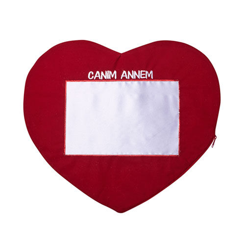 Sublimasyon Kırmızı Kalp Yastık - Canım Annem - OFİSOMİ-S