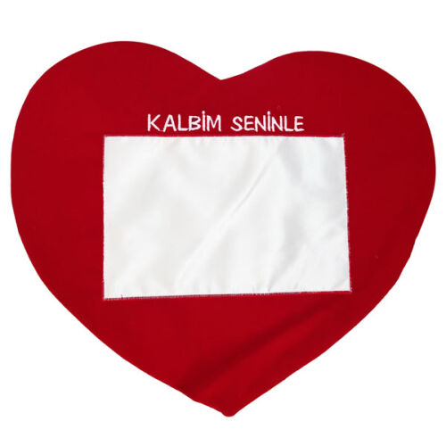 Sublimasyon Kırmızı Kalp Yastık - Kalbim Seninle - OFİSOMİ-S (1)