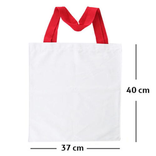 Sublimasyon Kırmızı Saplı Beyaz Bez Çanta - OFİSOMİ-S