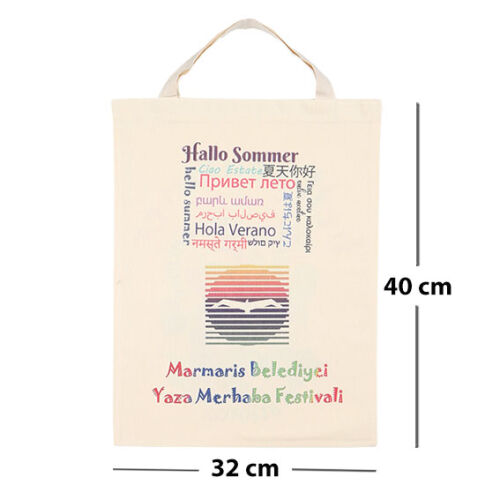 Sublimasyon Kısa Saplı Bez Çanta - Krem - OFİSOMİ-S (1)