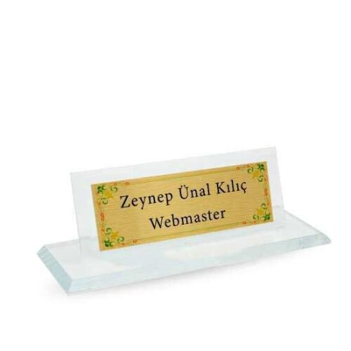 Süblimasyon Kristal Cam Masa İsimliği - OFİSOMİ-T