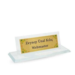 Süblimasyon Kristal Cam Masa İsimliği - 1