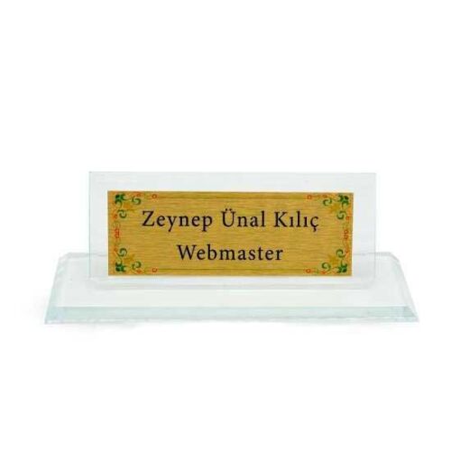 Süblimasyon Kristal Cam Masa İsimliği - 2