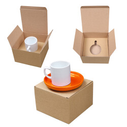 Sublimasyon Kutulu Kahve Fincanı - Turuncu Tabaklı - 1