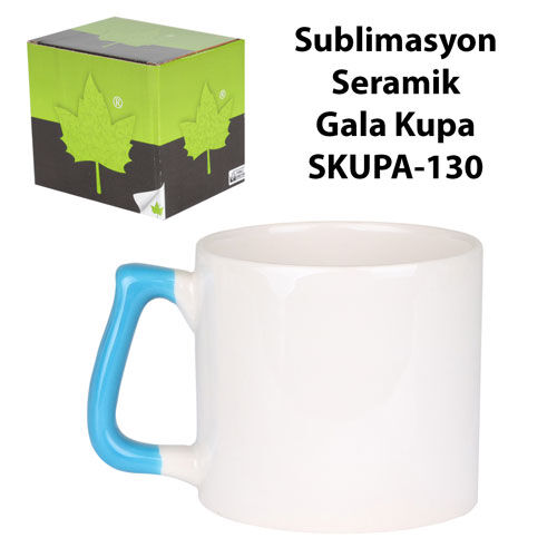 Sublimasyon Mavi Kulplu Seramik Gala Kupa - Kutulu - OFİSOMİ-S (1)