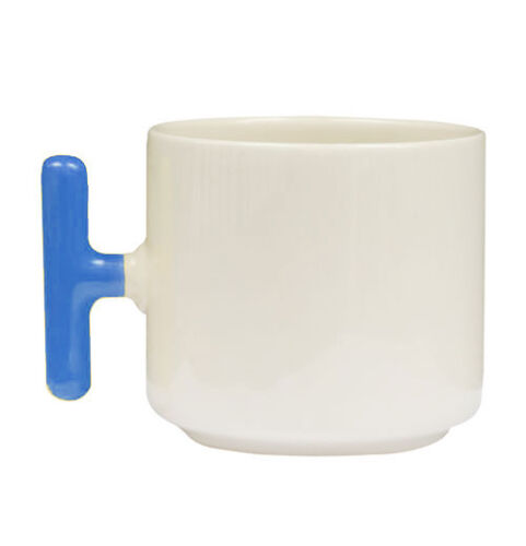 Sublimasyon Mavi Kulplu Seramik Latte Kupa - Kutulu - 3