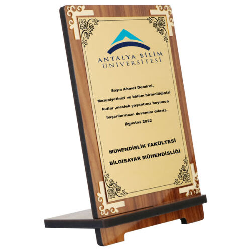 Sublimasyon Metal Baskılı Ahşap Plaket 12X19 cm - Altın Metalli - OFİSOMİ-S