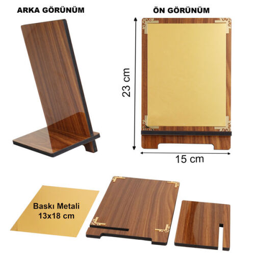 Sublimasyon Metal Baskılı Ahşap Plaket 15X23 cm - Altın Metalli - OFİSOMİ-S (1)
