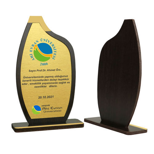 Sublimasyon Metal Baskılı Ahşap Plaket - Altın Metalli - 3