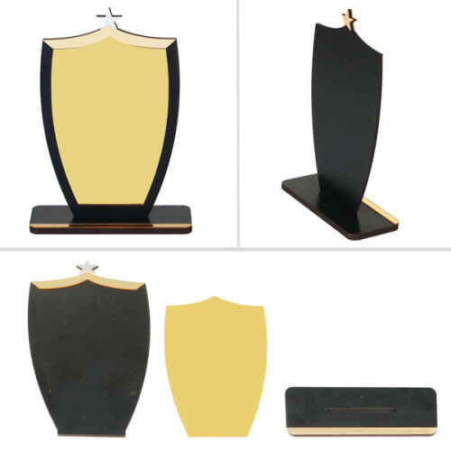 Sublimasyon Metal Baskılı Siyah Ahşap Plaket - Altın Metalli - OFİSOMİ-S (1)