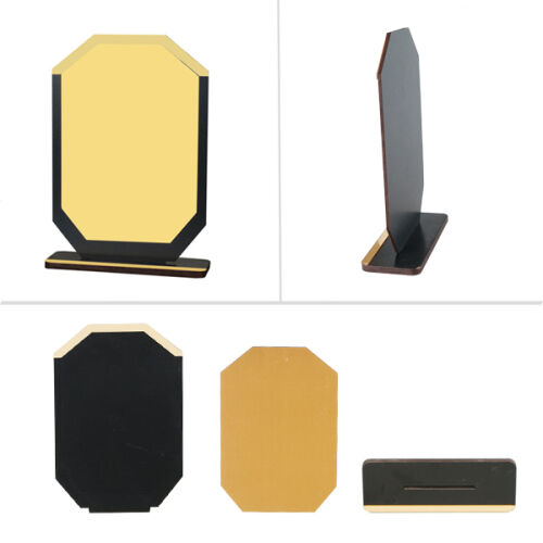 Sublimasyon Metal Baskılı Siyah Ahşap Plaket - Altın Metalli - OFİSOMİ-S (1)