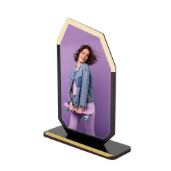 Sublimasyon Metal Baskılı Siyah Ahşap Plaket - Beyaz Metalli - 1