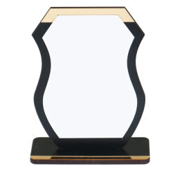 Sublimasyon Metal Baskılı Siyah Ahşap Plaket - Beyaz Metalli - 1