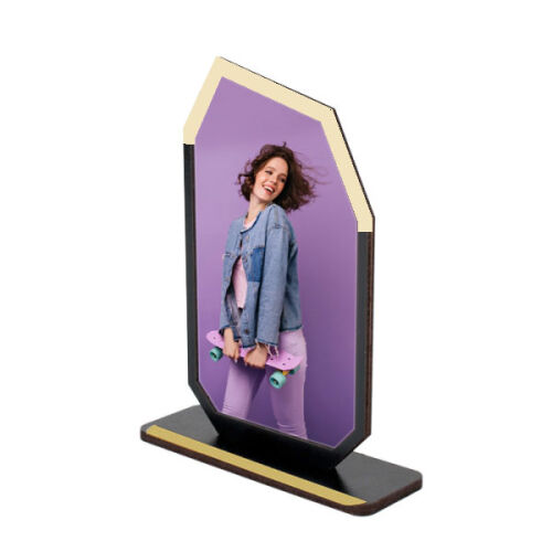 Sublimasyon Metal Baskılı Siyah Ahşap Plaket - Beyaz Metalli - OFİSOMİ-S