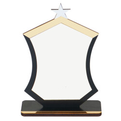 Sublimasyon Metal Baskılı Siyah Ahşap Plaket - Beyaz Metalli - 1