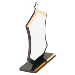 Sublimasyon Metal Baskılı Siyah Ahşap Plaket - Beyaz Metalli - 2