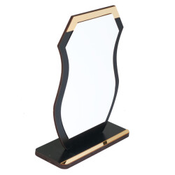 Sublimasyon Metal Baskılı Siyah Ahşap Plaket - Beyaz Metalli - 3