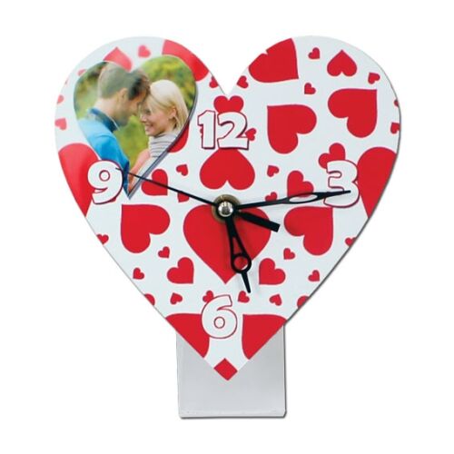 Sublimasyon Metalli Kalp Masa Saati 14 cm - OFİSOMİ-S