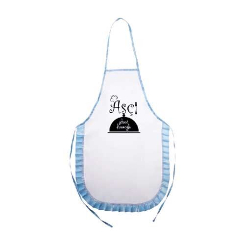 Sublimasyon Mutfak Önlüğü - Mavi Fırfırlı - OFİSOMİ-S (1)