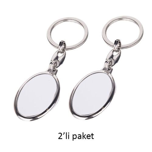 Süblimasyon Oval Tek Taraflı Metal Anahtarlık - 2'li Paket - 4