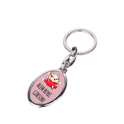 Süblimasyon Oval Tek Taraflı Metal Anahtarlık - 2'li Paket - OFİSOMİ-T (1)