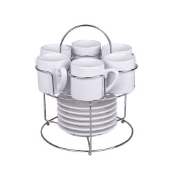 Süblimasyon Papatya Standlı Türk Kahve Fincan Takımı - 6 'lı Beyaz - 2