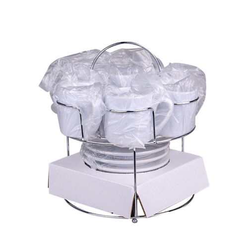 Süblimasyon Papatya Standlı Türk Kahve Fincan Takımı - 6 'lı Beyaz - 4