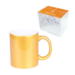 Sublimasyon Porselen Altın Sedefli Kupa - Kutulu - 1