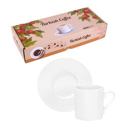 Sublimasyon Porselen Beyaz Kahve Fincanı 6 'lı Set - İthal - 3