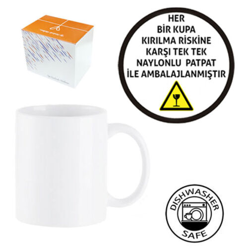 Sublimasyon Porselen Beyaz Kupa - Kutulu - 3
