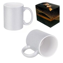 Sublimasyon Porselen Glitter (Simli) Gümüş Kupa - Kutulu - 1